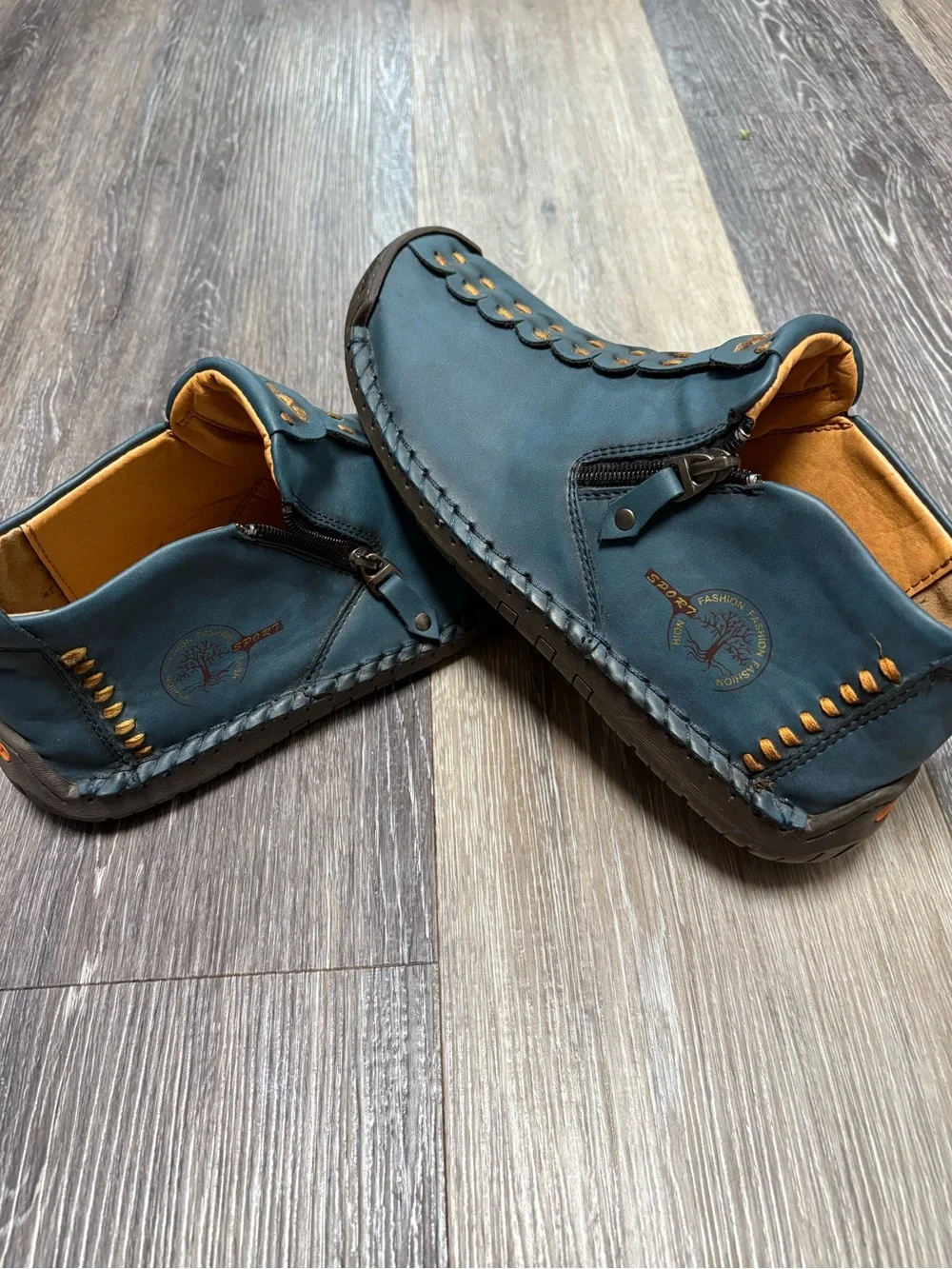 Men's Chukka Boots in Teal with Contrast Tan Lining. Leather; Fashion